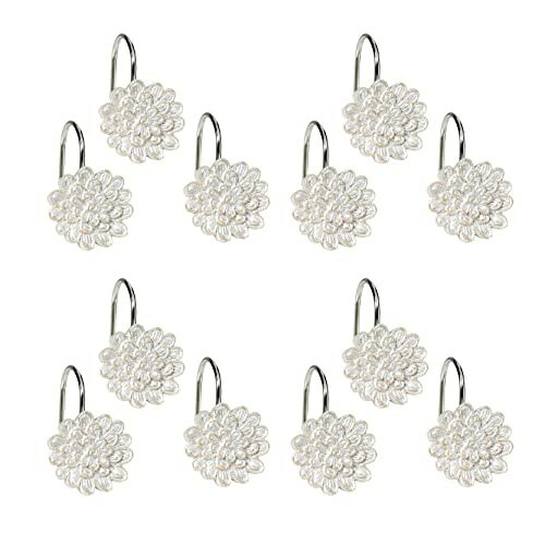 Set of decorative flower shower curtain hooks