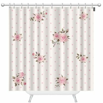 HOSNYE Floral Polka Dot Background Shower Curtains