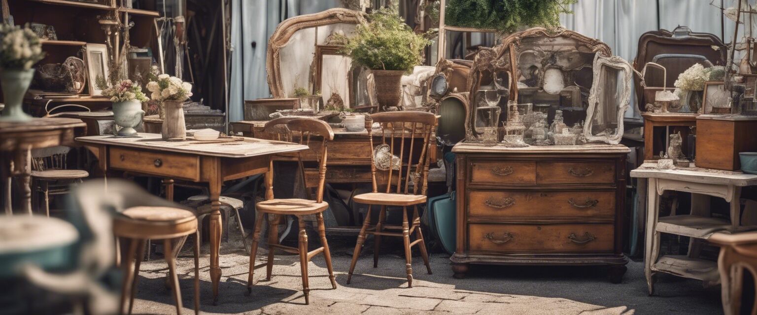 Flea market with shabby chic furniture