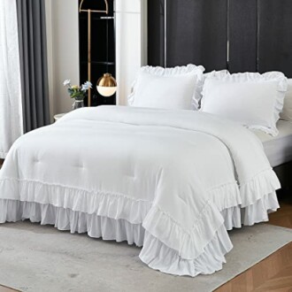 Andency White Ruffle Comforter