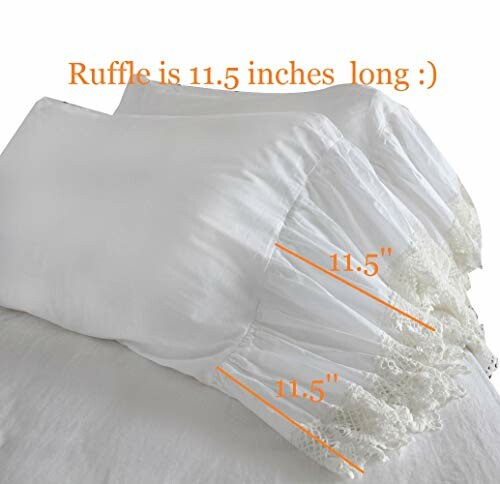 White pillowcases with 11.5-inch ruffles.