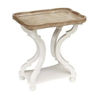 Wooden accent table with curved legs and tray top