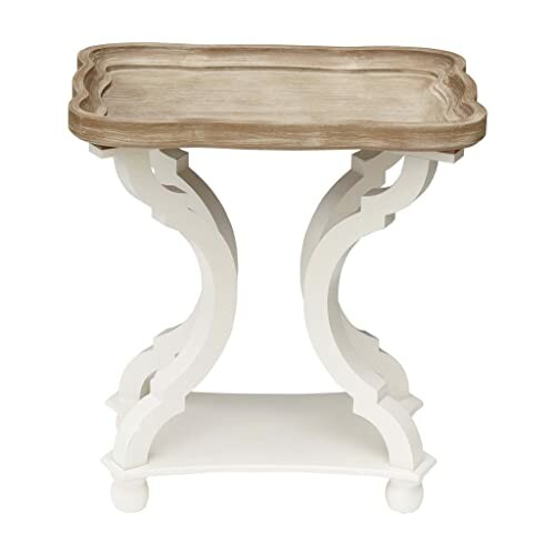 Ornate wooden accent table with curved legs and a tray top.