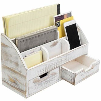 MyGift Whitewashed Wood Organizer